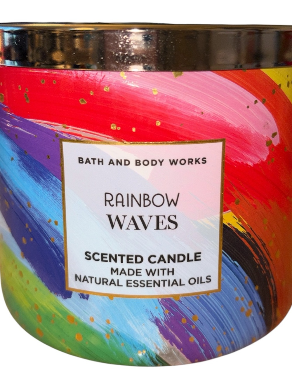 Bath & Body Works White Barn candle 14.5 oz 3 wick new Rainbow Waves